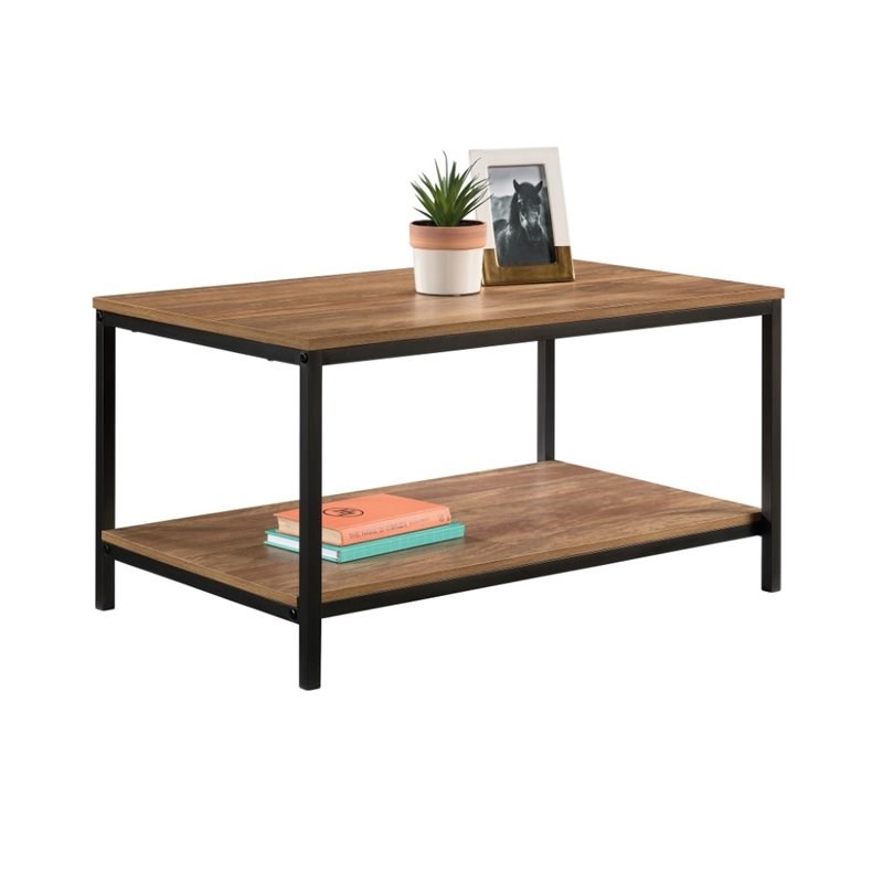 Sauder North Avenue Engineered Wood Metal Coffee Table in Sindoori
