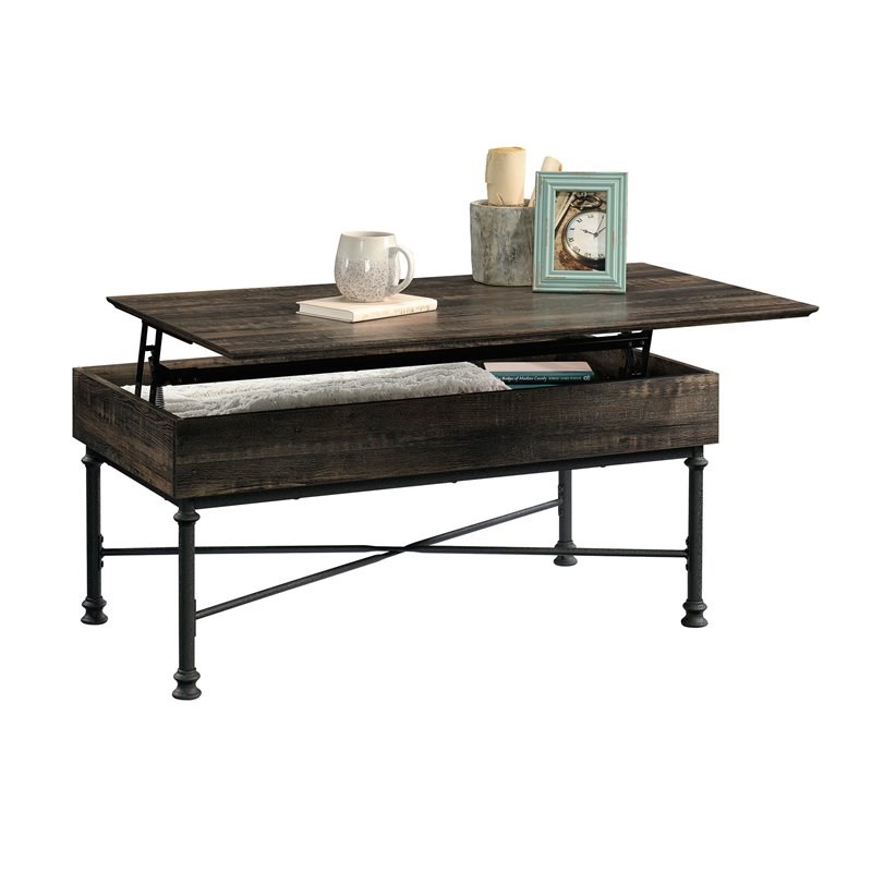 Sauder Canal Street Engineered Wood LiftTop Coffee Table in Carbon Oak