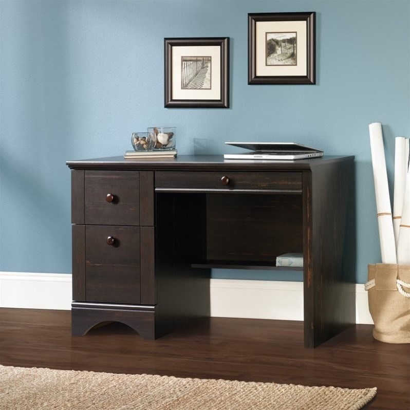 Sauder Deco Tiered Desk Black Finish Sauder Harbor View Computer Desk in Antique Black Homesquare