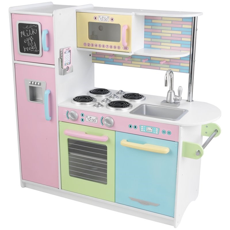Kidkraft Uptown Wooden Plastic Play Kitchen in Pastel Homesquare