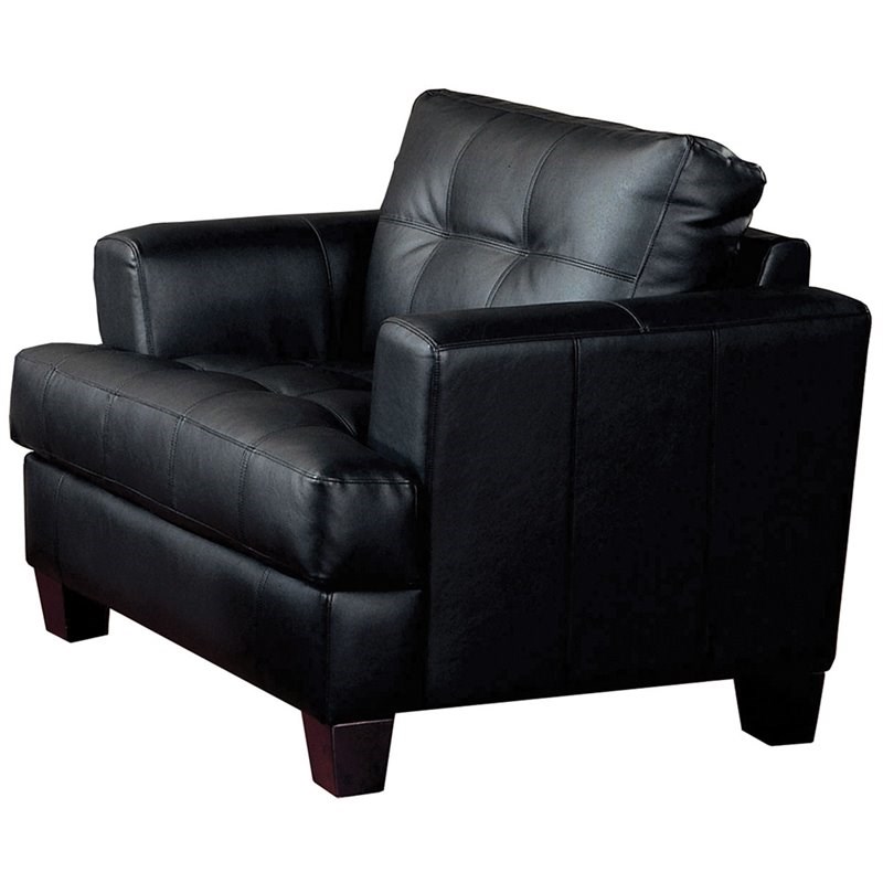 coaster samuel faux leather tufted accent chair in black 501683