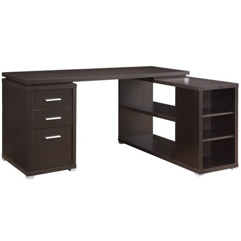 Coaster Yvette L Shaped Writing Desk in Cappuccino Homesquare
