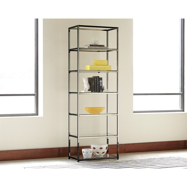 Coaster Carmelo Contemporary Metal and Glass Bookshelf in Black Nickel