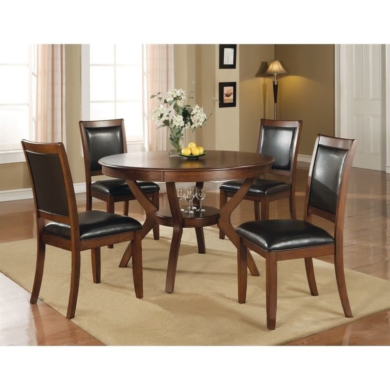 coaster nelms 5 piece dining set in walnut and dark brown