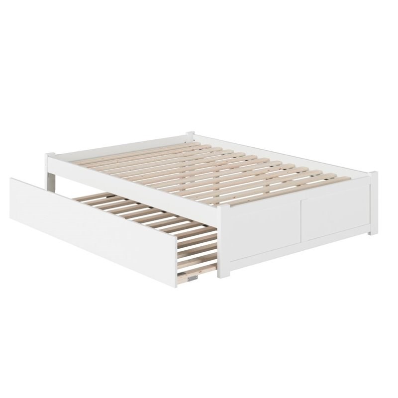 AFI Concord Queen Platform Panel Bed with Trundle in White Homesquare