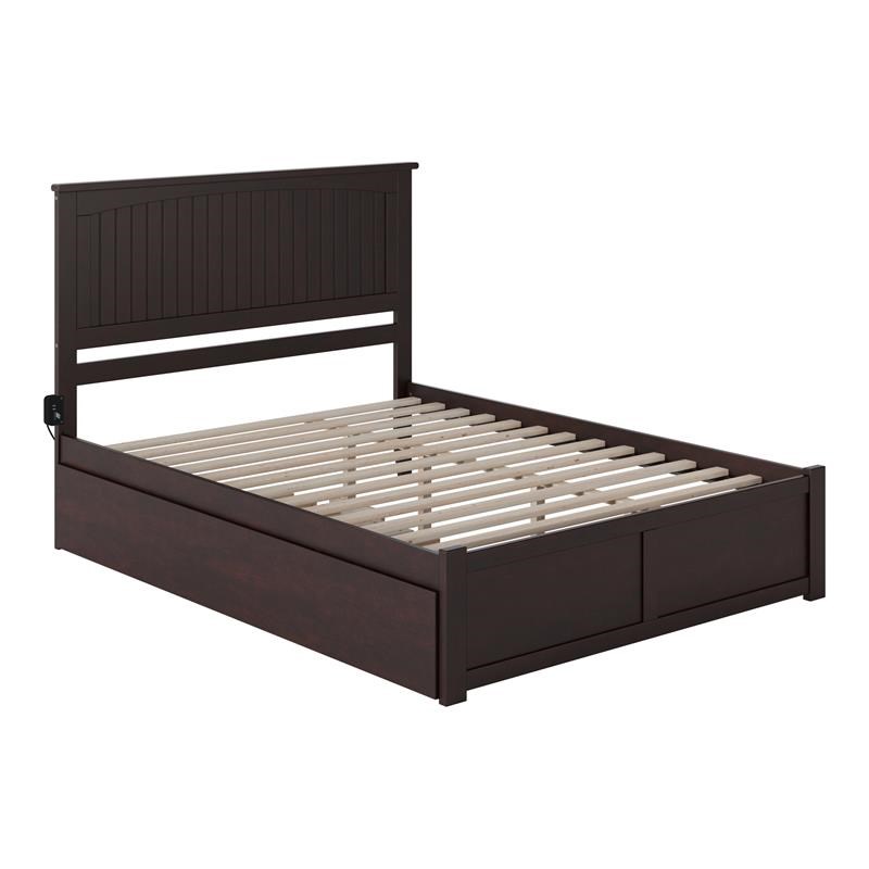 AFI Nantucket Queen Solid Wood Bed with Twin XL Trundle in Espresso