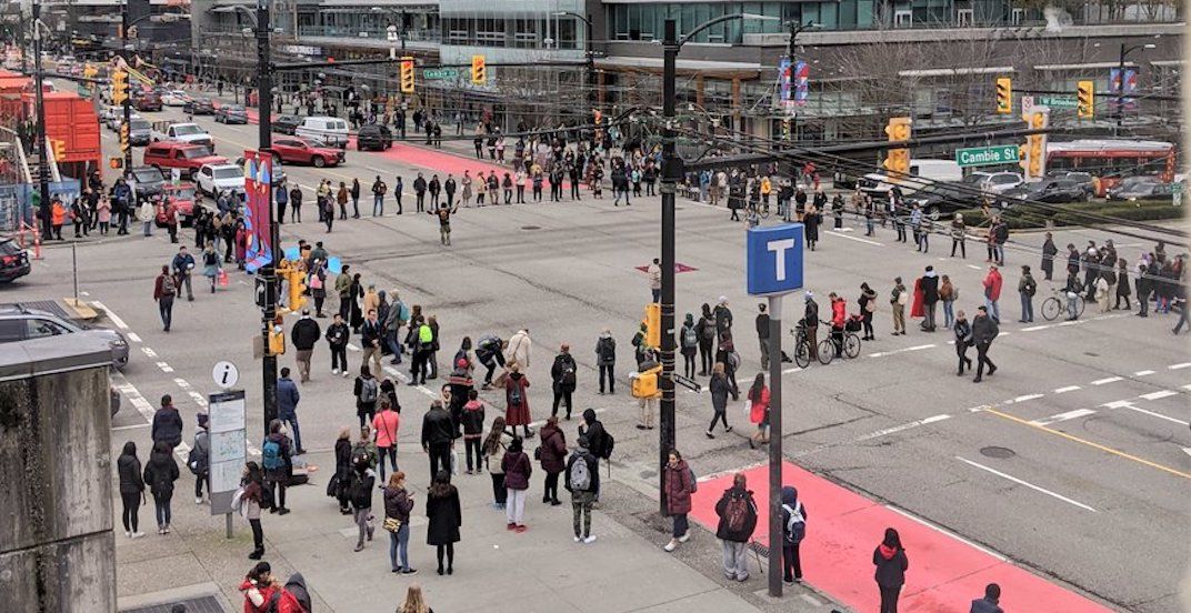 Cambie and Broadway intersection currently blocked by
