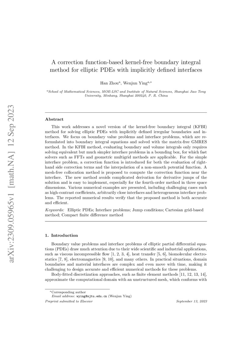 A correction functionbased kernelfree boundary integral method for