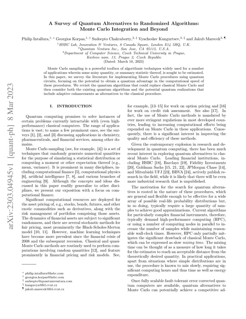 A Survey of Quantum Alternatives to Randomized Algorithms Monte Carlo