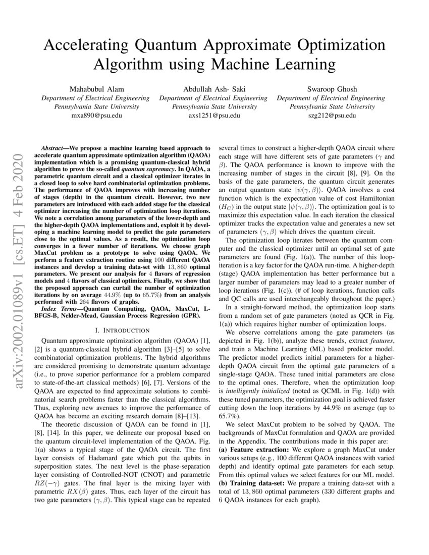 Accelerating Quantum Approximate Optimization Algorithm using Machine