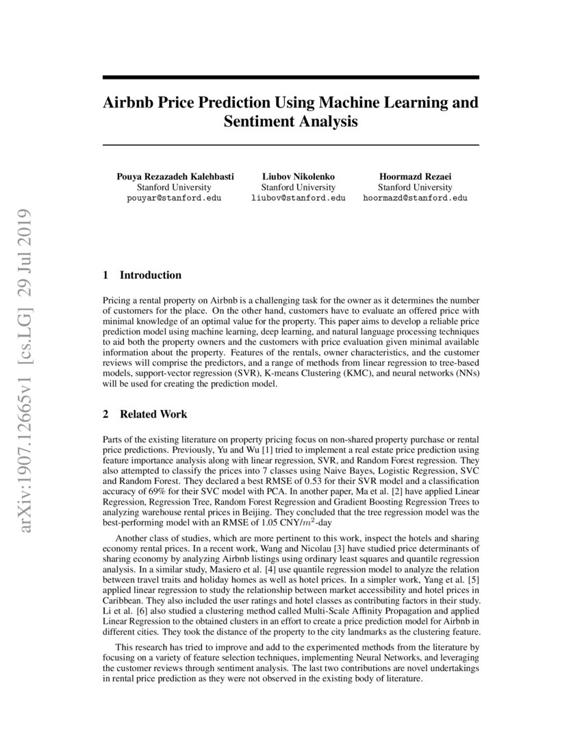 Airbnb Price Prediction Using Machine Learning and