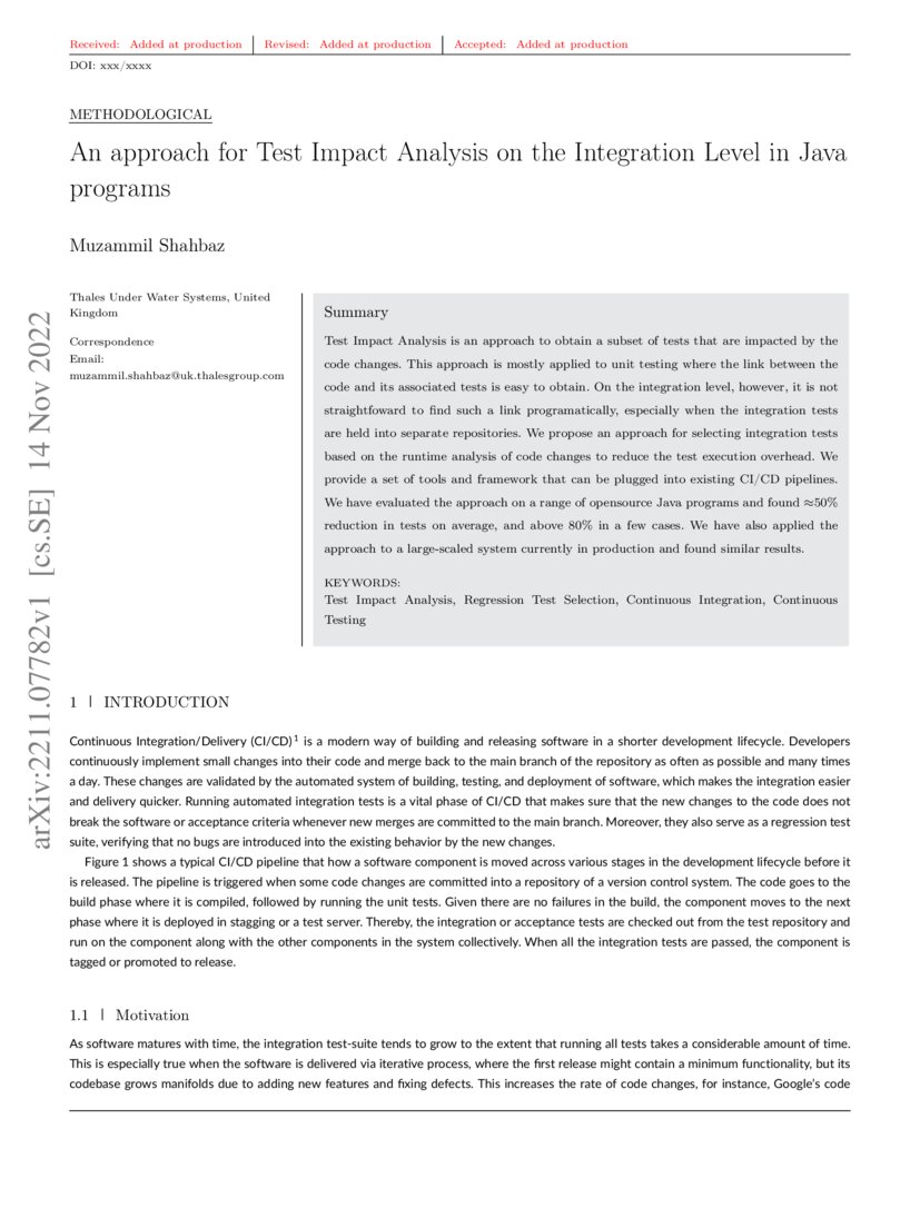 An approach for Test Impact Analysis on the Integration Level in Java