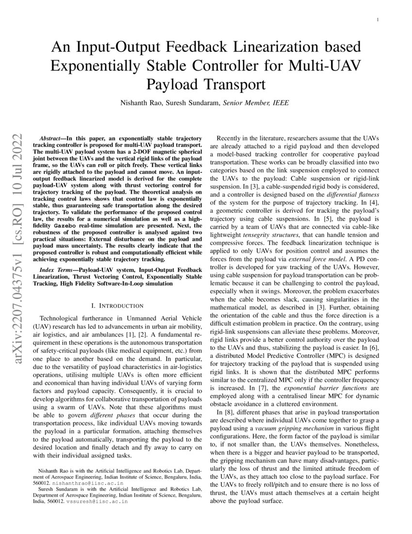 An InputOutput Feedback Linearization based Exponentially Stable