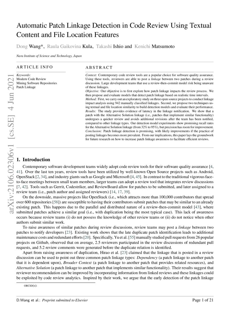 Automatic Patch Linkage Detection in Code Review Using TextualContent