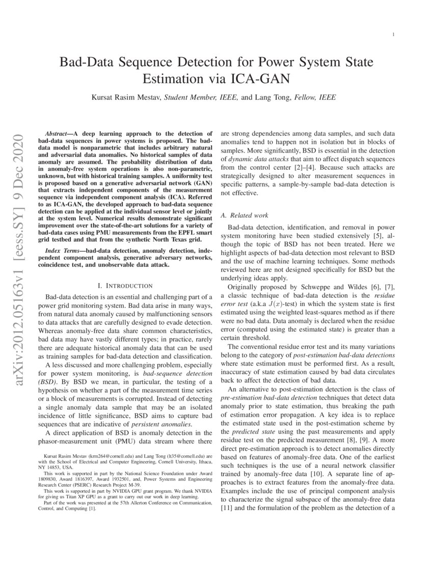 BadData Sequence Detection for Power System State