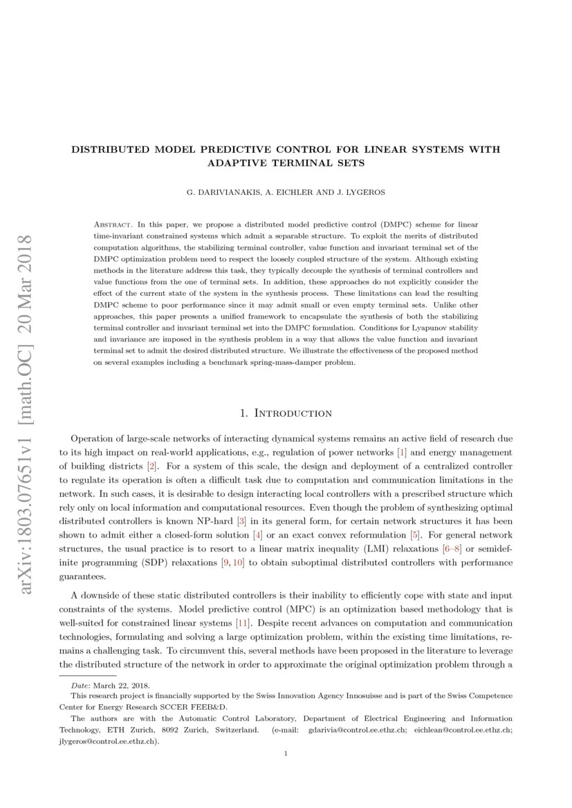 Distributed Model Predictive Control for Linear Systems with Adaptive