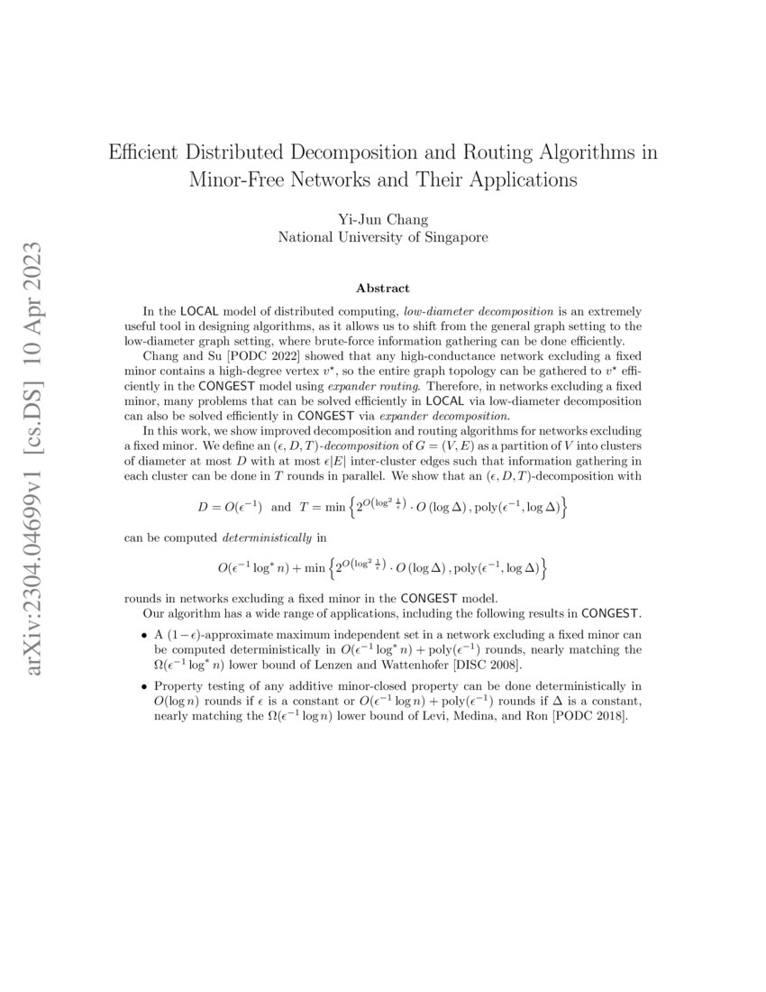 Efficient Distributed and Routing Algorithms in Minor