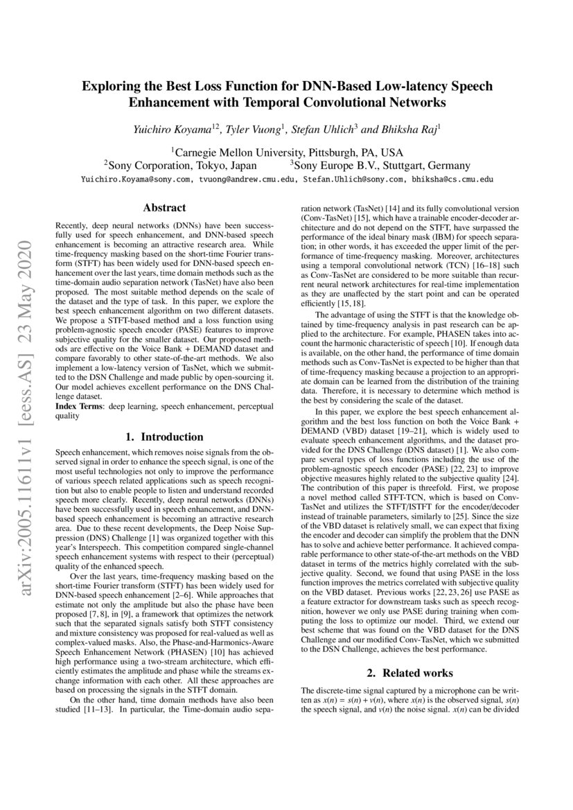 Exploring the Best Loss Function for DNNBased Lowlatency Speech Enhancement with Temporal