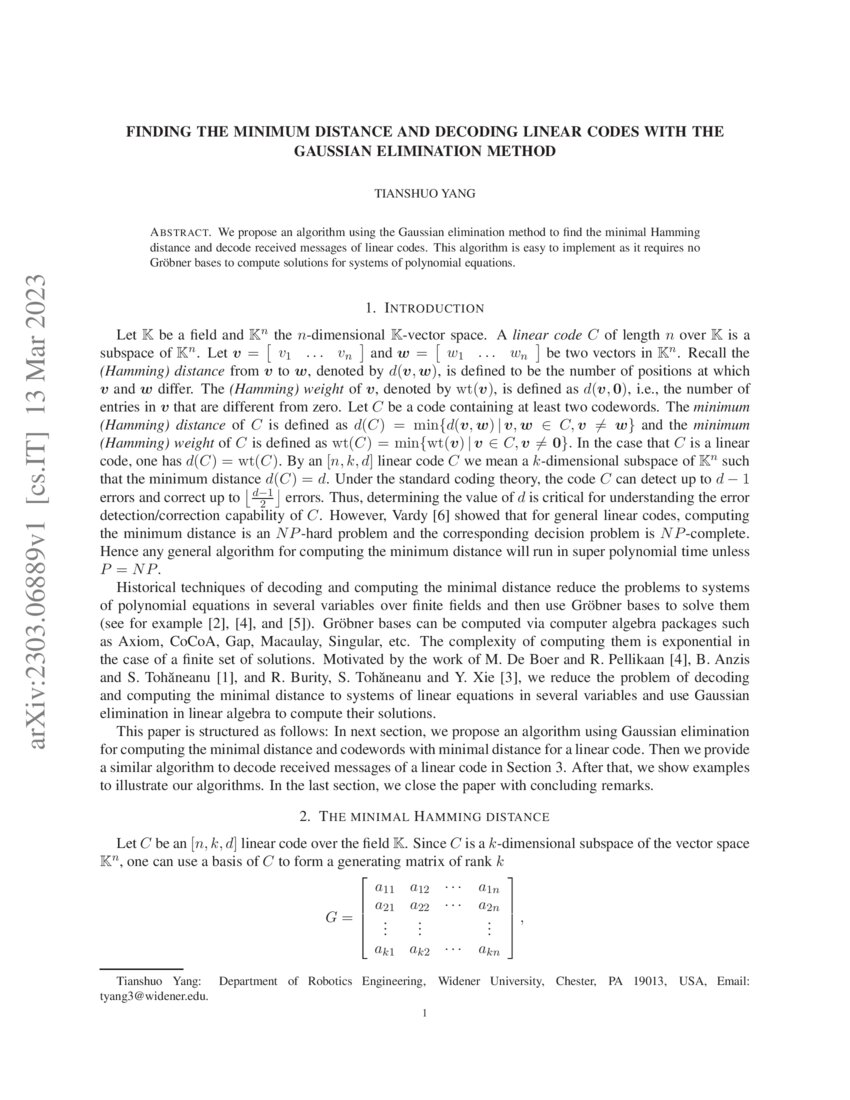 Finding the minimum distance and decoding linear codes with Gaussian