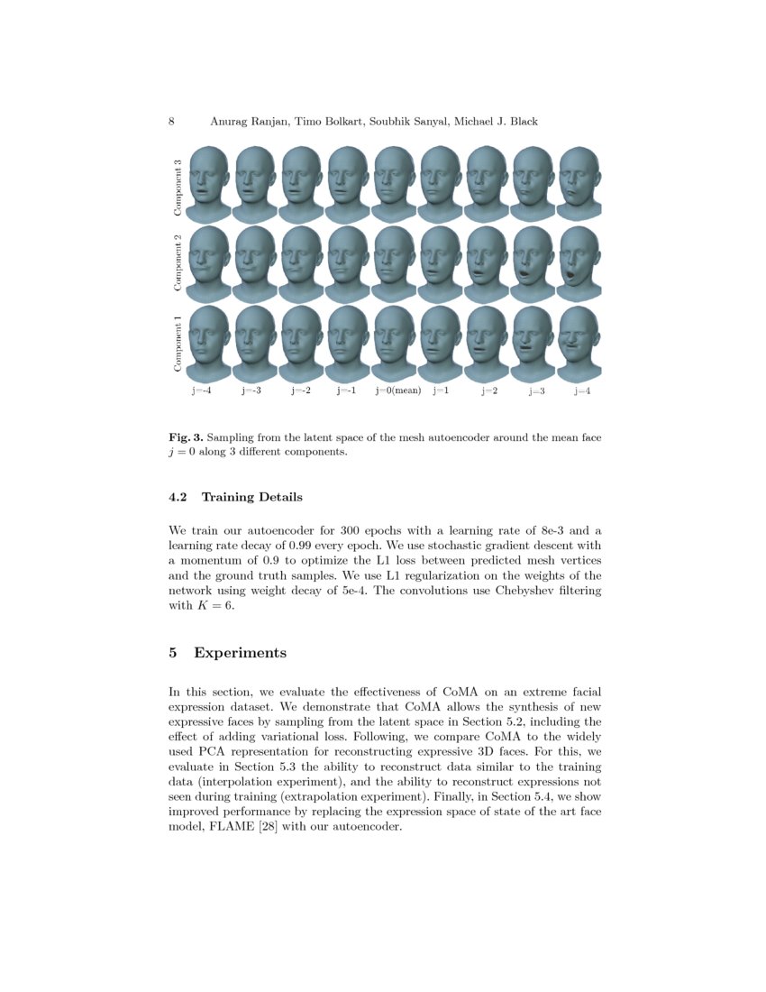 Generating 3D faces using Convolutional Mesh Autoencoders DeepAI
