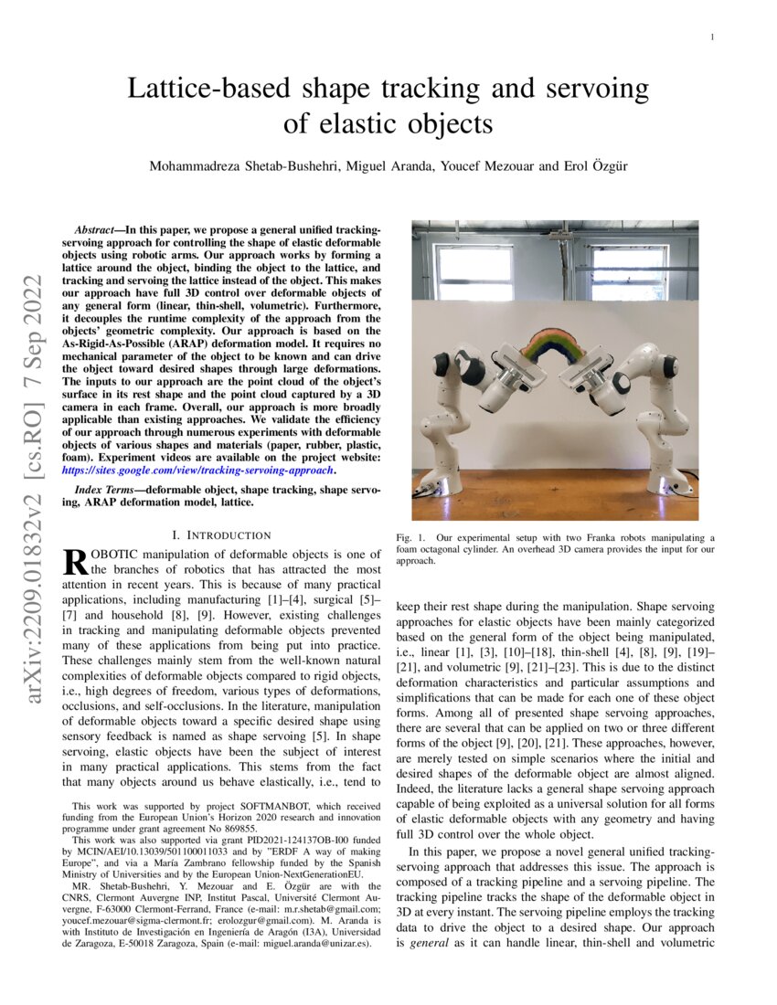 Latticebased shape tracking and servoing of elastic objects DeepAI