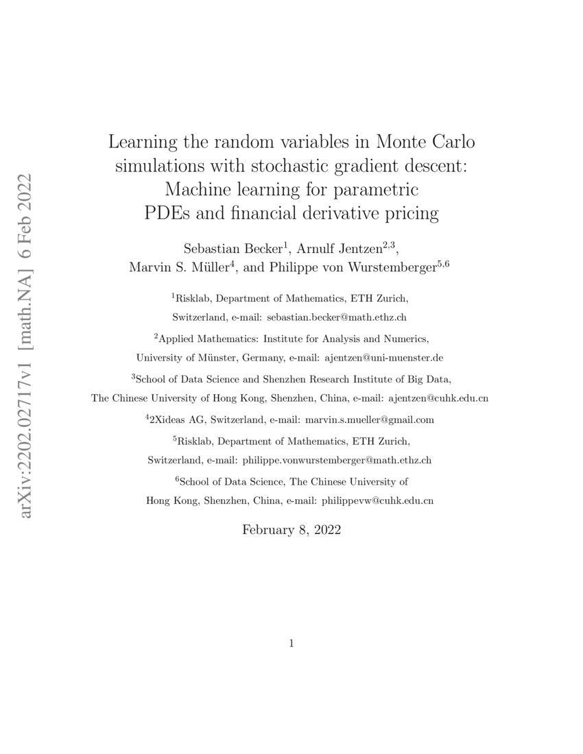 Learning the random variables in Monte Carlo simulations with