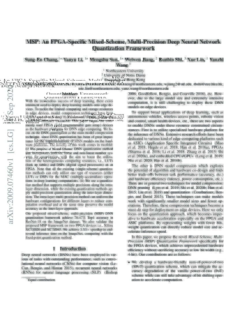 MSP An FPGASpecific MixedScheme, MultiPrecision Deep Neural Network