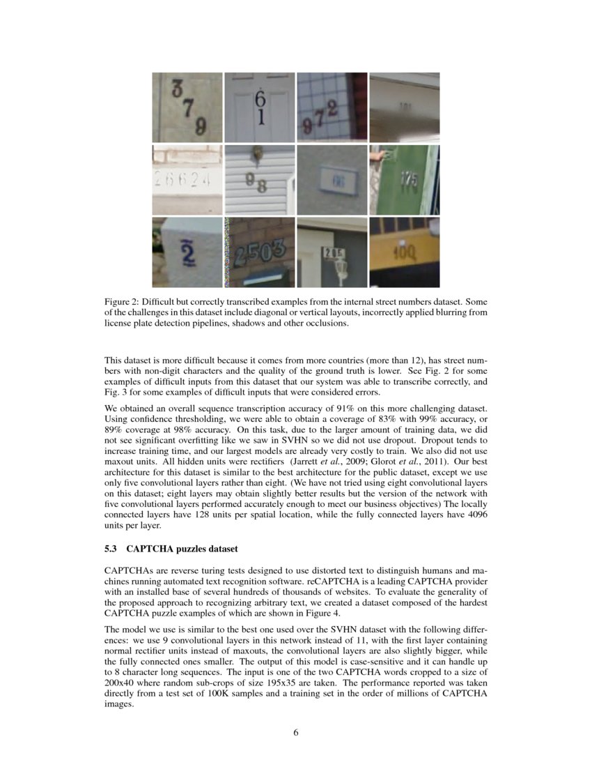 Multidigit Number Recognition from Street View Imagery using Deep