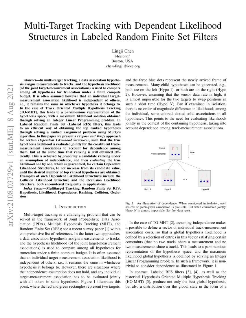 MultiTarget Tracking with Dependent Likelihood Structures in Labeled