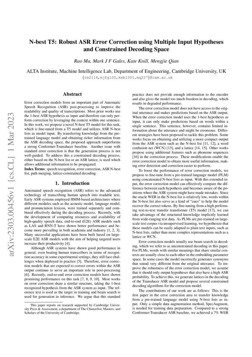 Nbest T5 Robust ASR Error Correction using Multiple Input Hypotheses