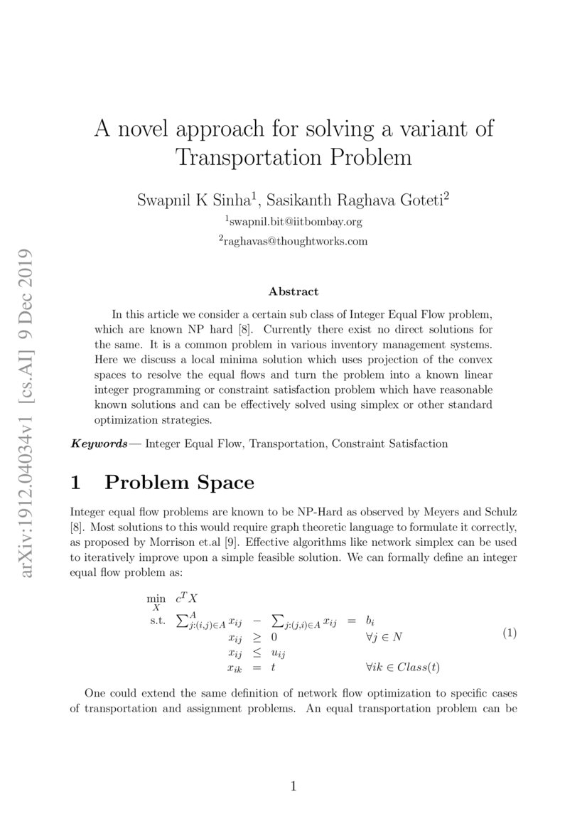 Novel approach for solving a variant of equal flow problem DeepAI
