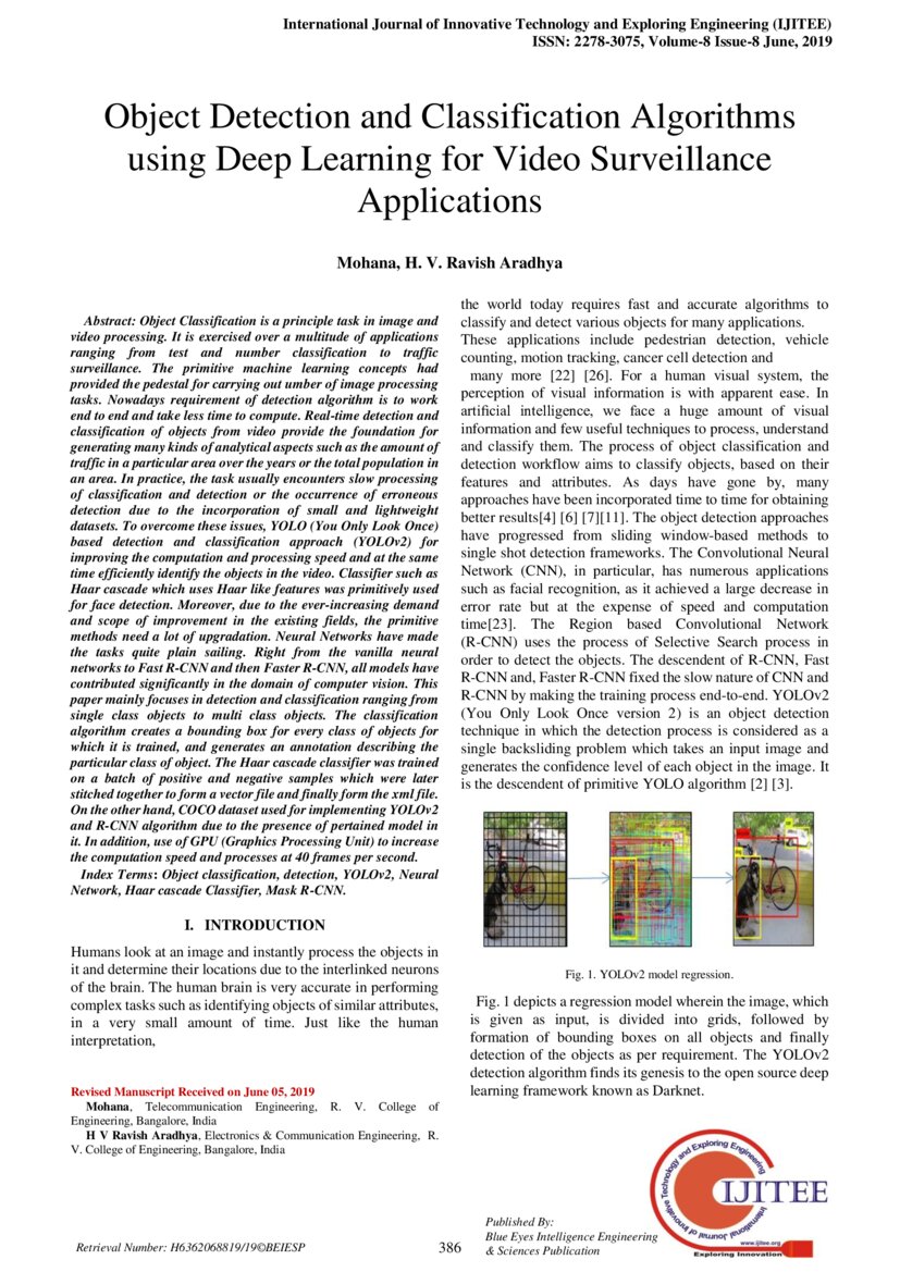 Object Detection and Classification Algorithms using Deep Learning for