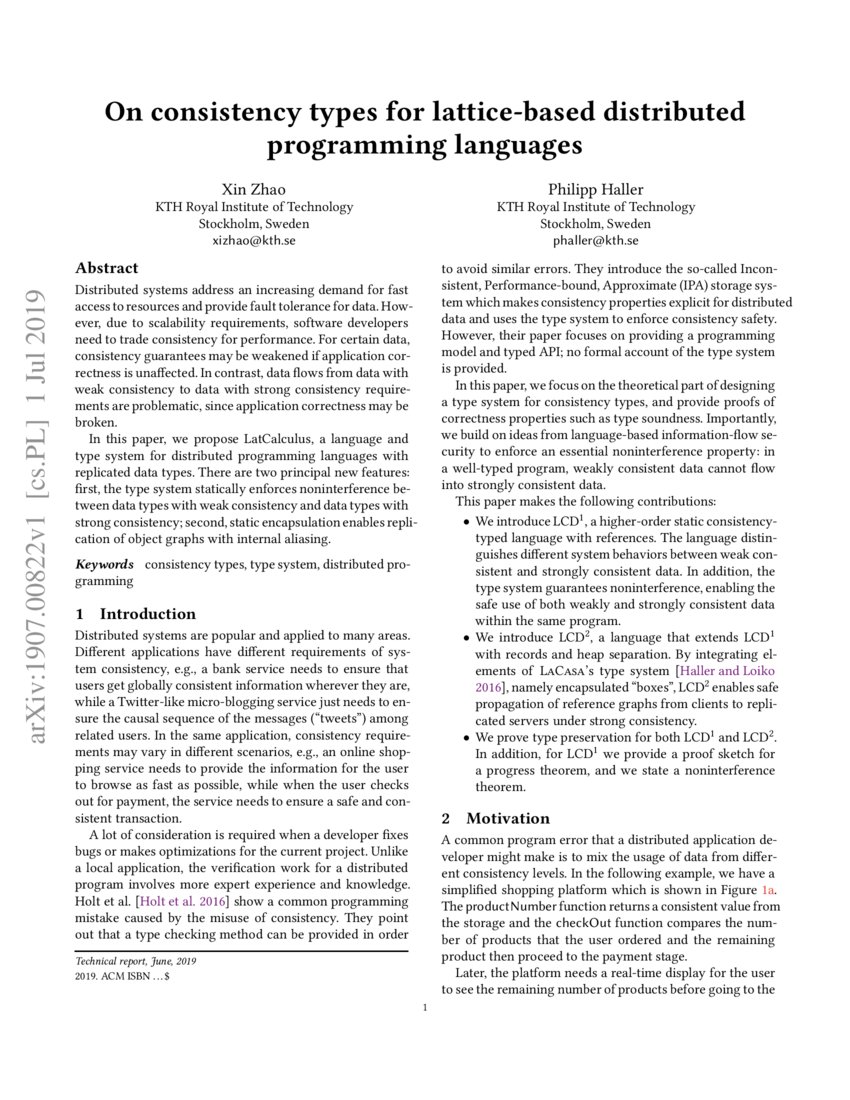 On consistency types for latticebased distributed programming