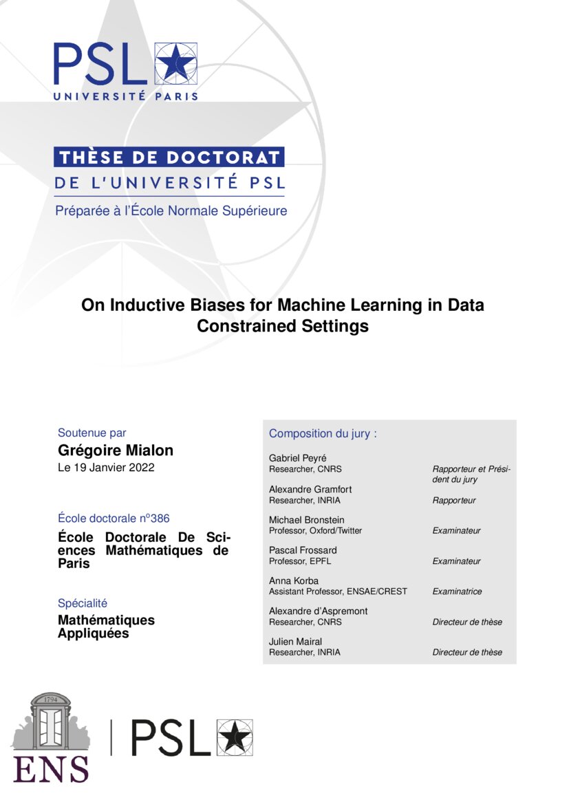 On Inductive Biases for Machine Learning in Data Constrained Settings