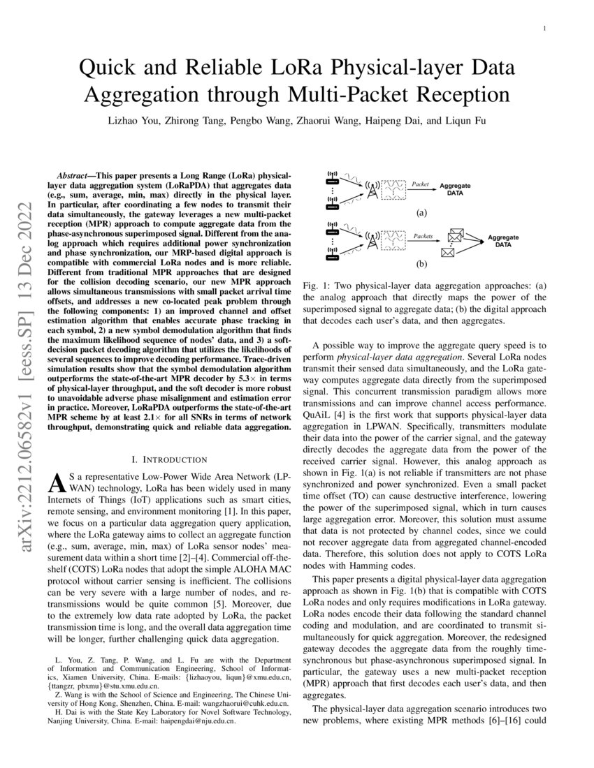 Quick and Reliable LoRa Physicallayer Data Aggregation through Multi