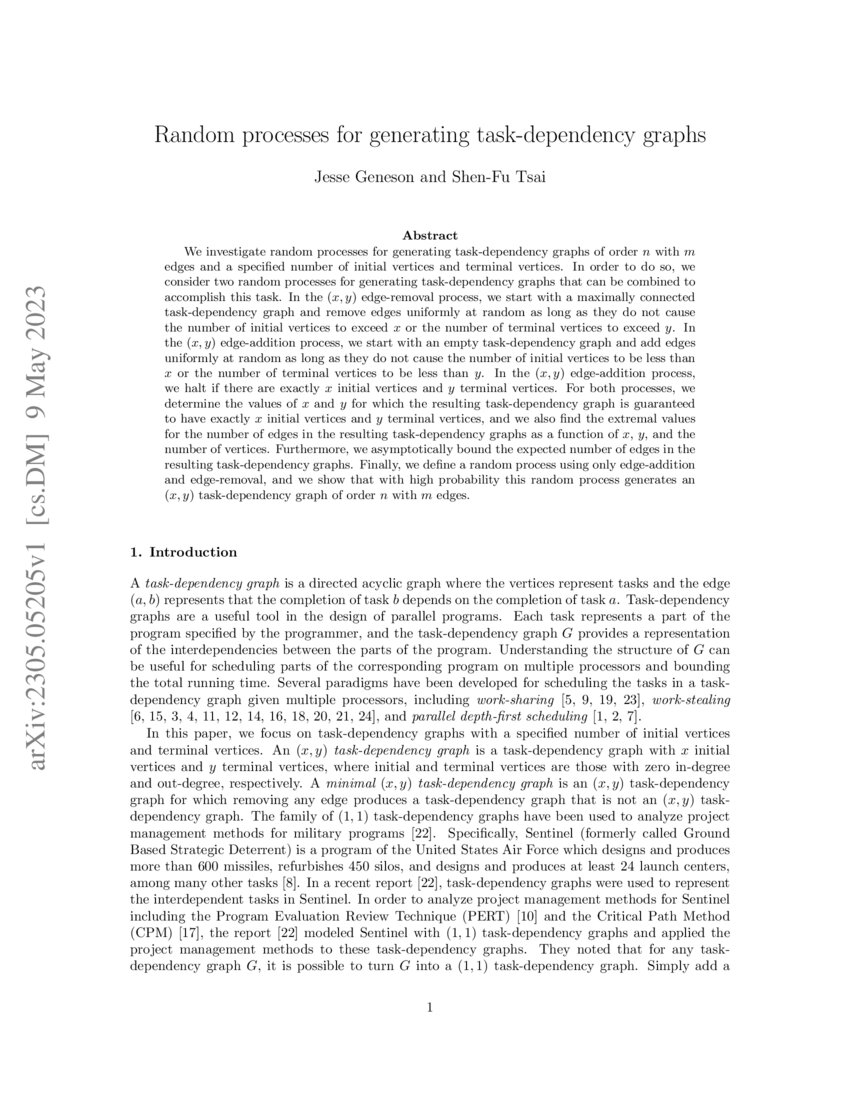 Random processes for generating taskdependency graphs DeepAI