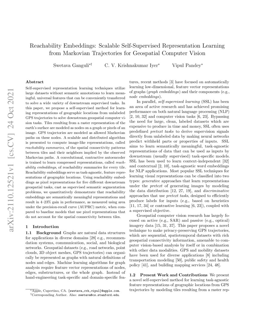 Reachability Embeddings Scalable SelfSupervised Representation