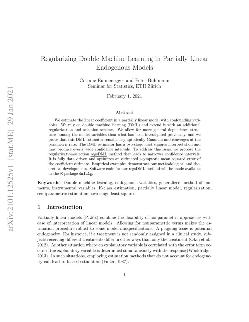 Regularizing Double Machine Learning in Partially Linear Endogenous