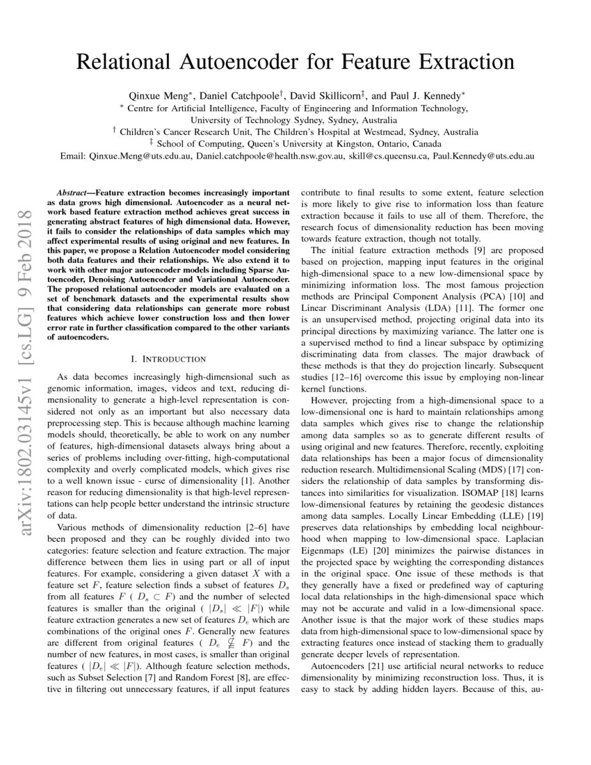 Relational Autoencoder for Feature Extraction DeepAI