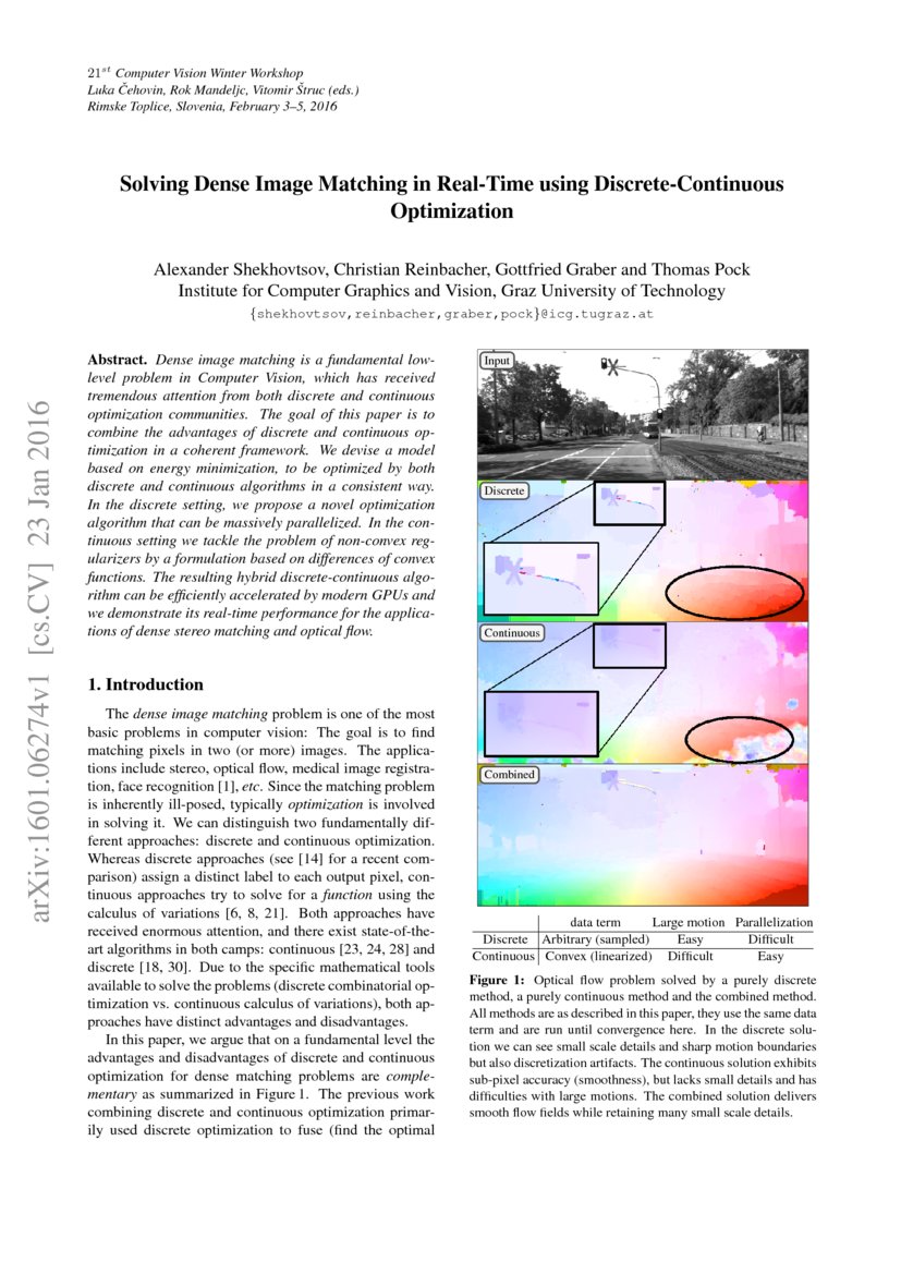 Solving Dense Image Matching in RealTime using DiscreteContinuous