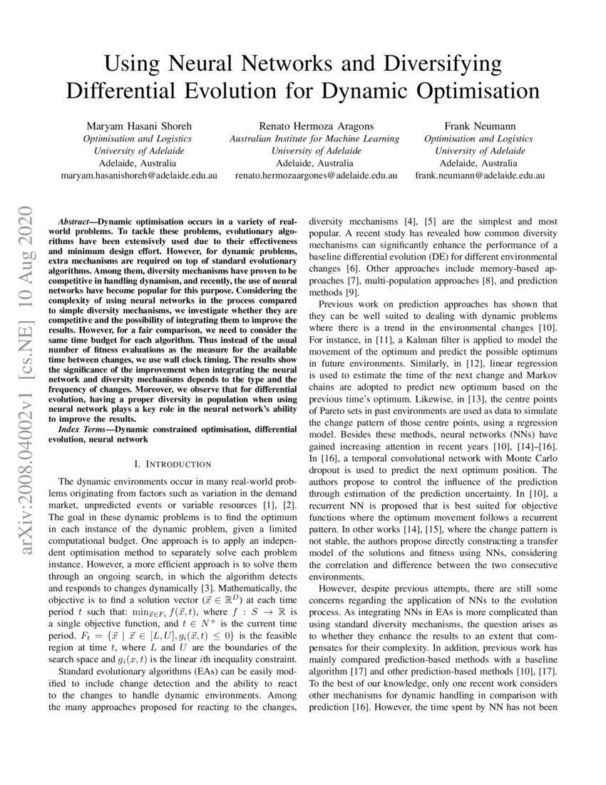 Using Neural Networks and Diversifying Differential Evolution for