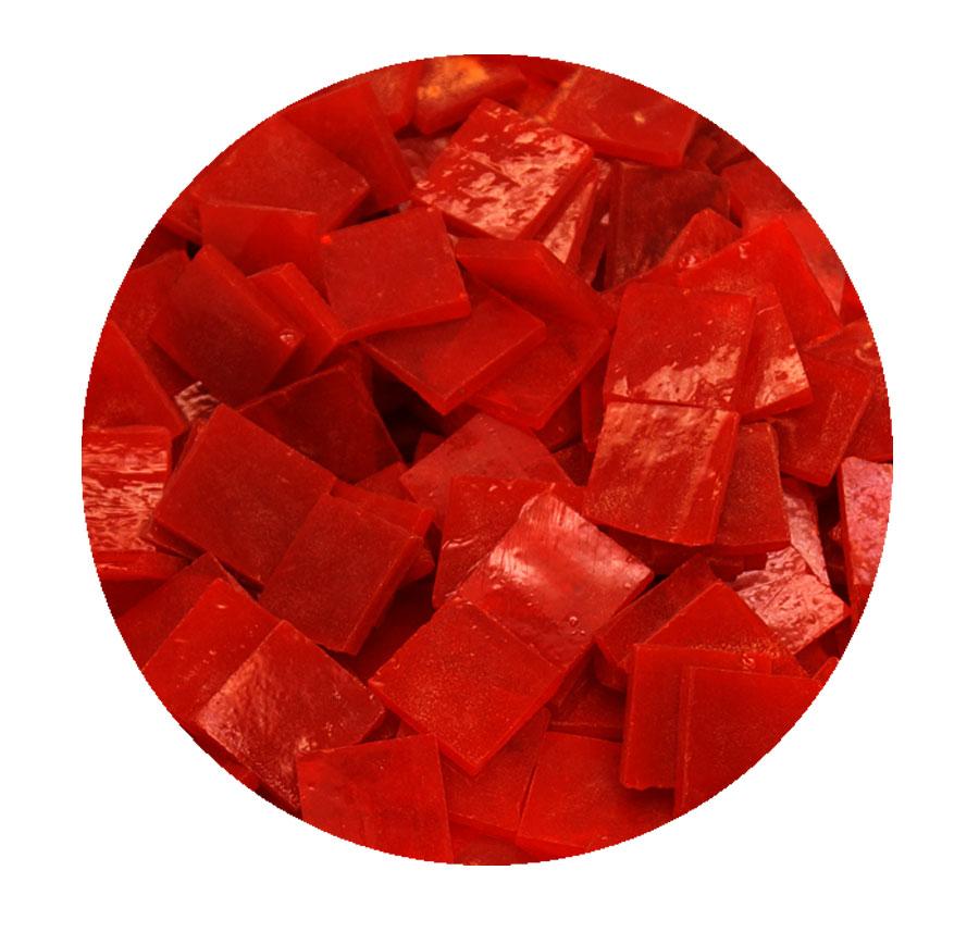 3/4 " Red Cathedral Stained Glass Chips 48 Pieces Delphi Glass