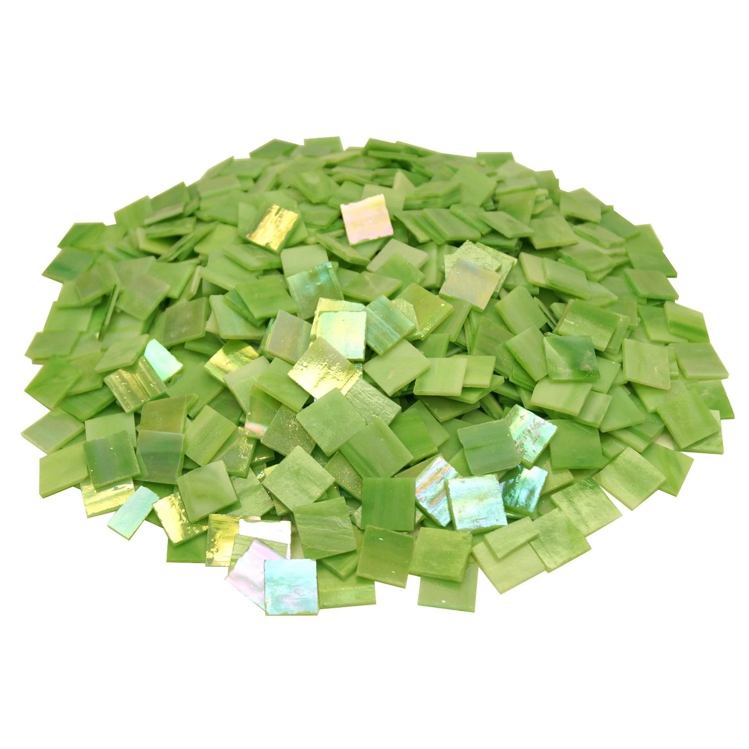 3/4" Light Green Iridized Stained Glass Chips 4 Lb Delphi Glass