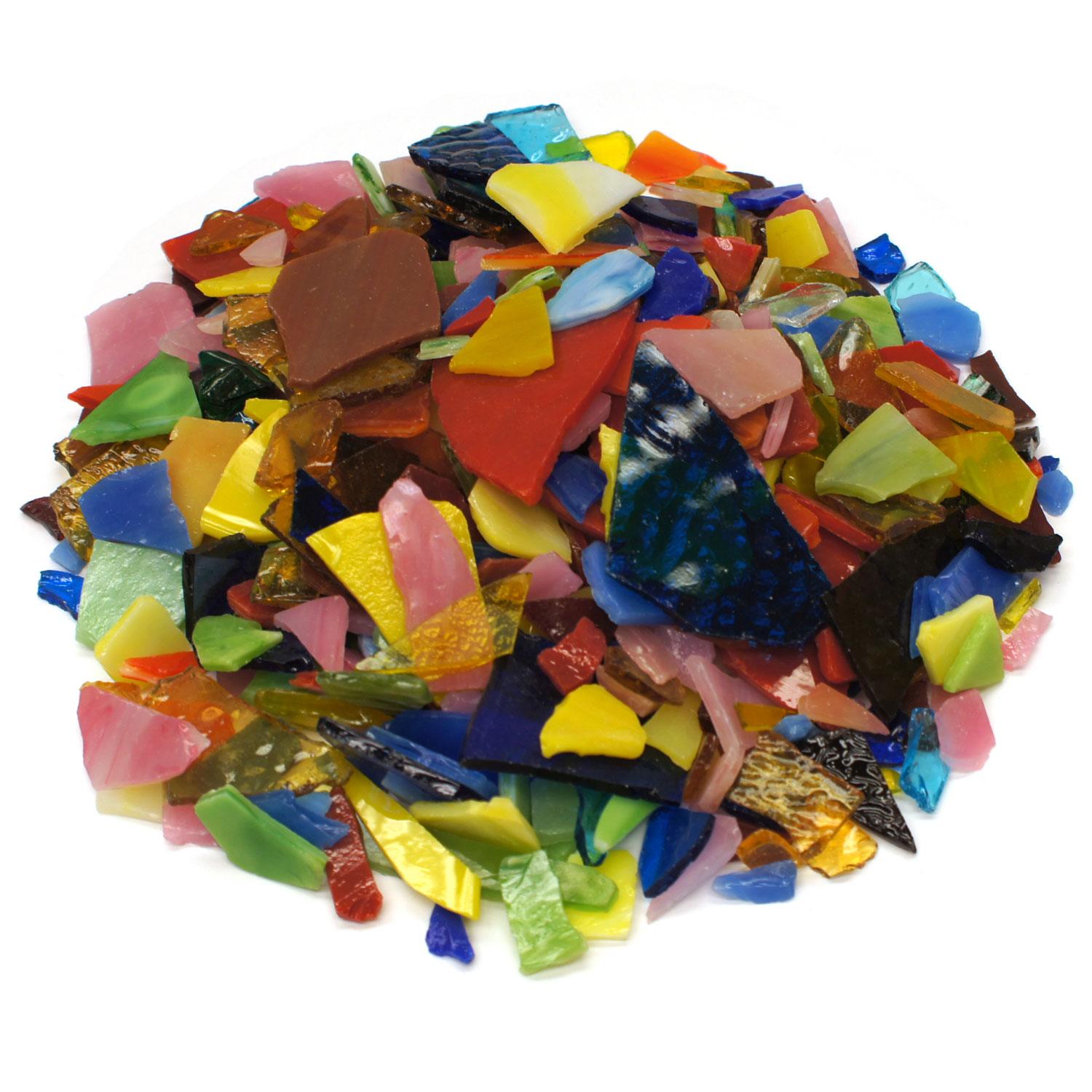 Bright Mix Mosaic Stained Glass Bits 20 Oz Gems Delphi