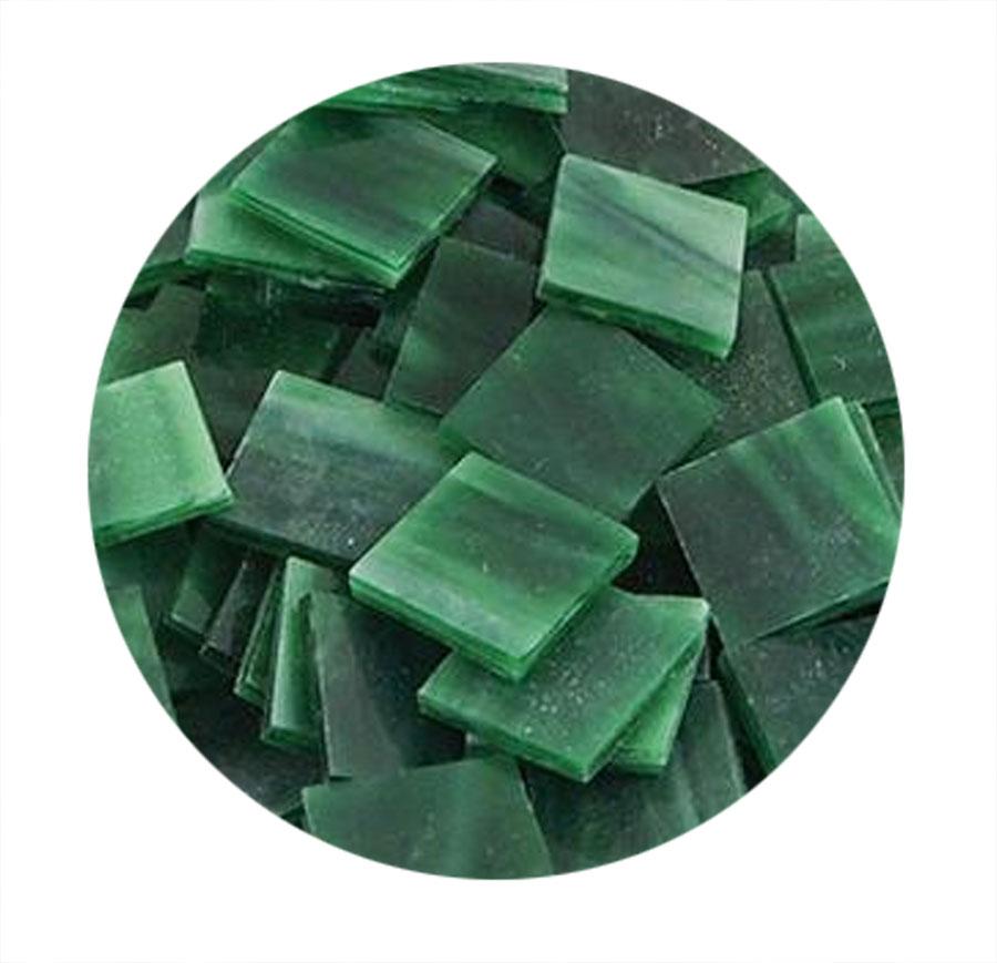 Dark Green Opaque Stained Glass Chips 48 Pieces Delphi Glass