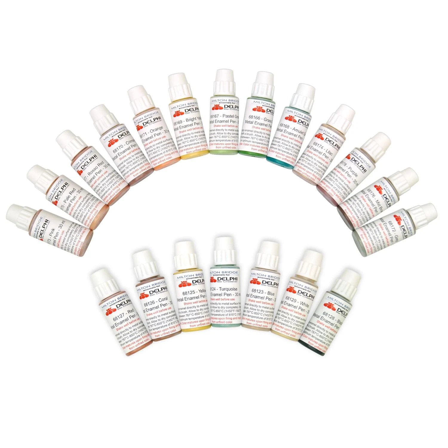 30 Ml Glass & Metal Enamel Deluxe Assortment 20 Colors Milton