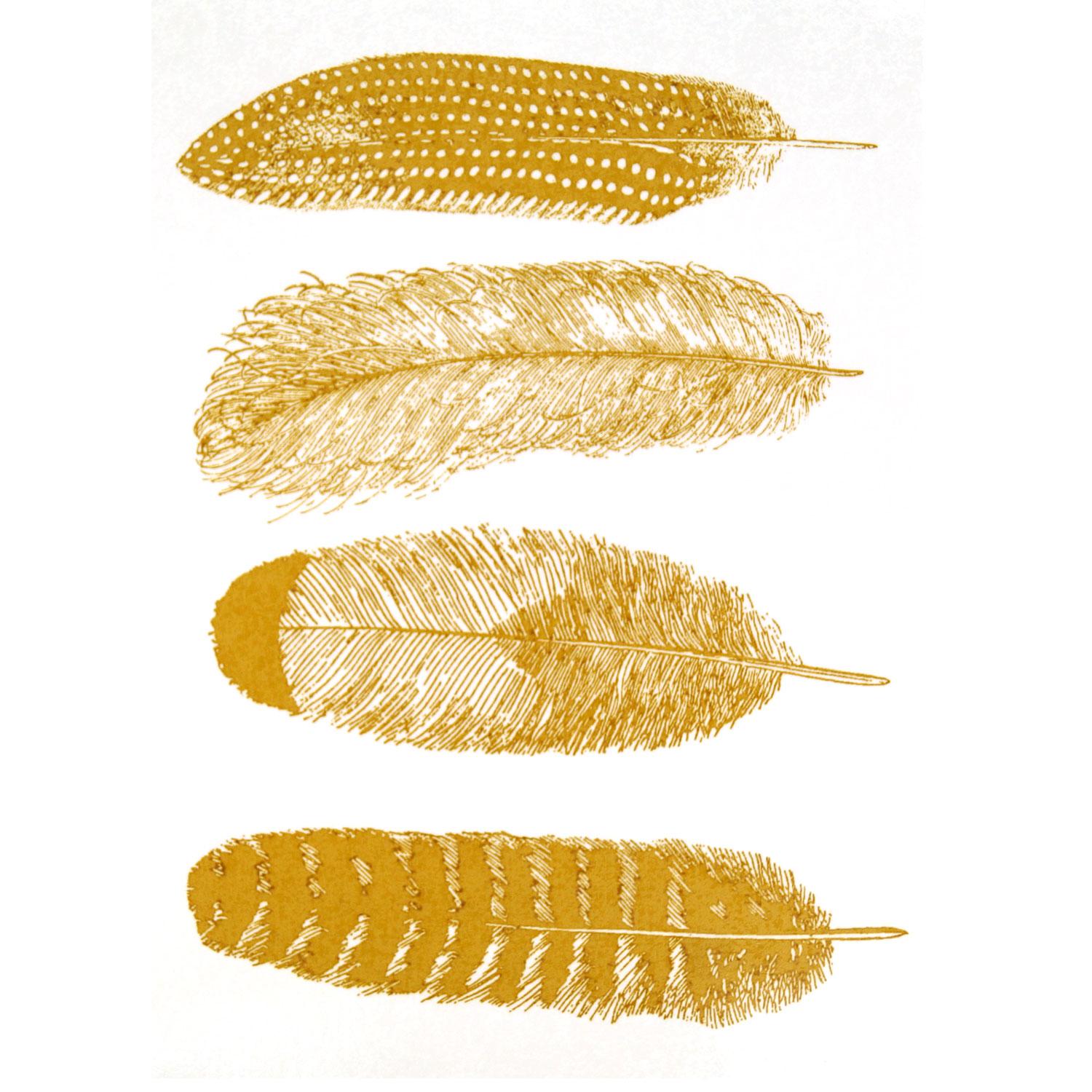Gold Feather Decals Silver Delphi Glass