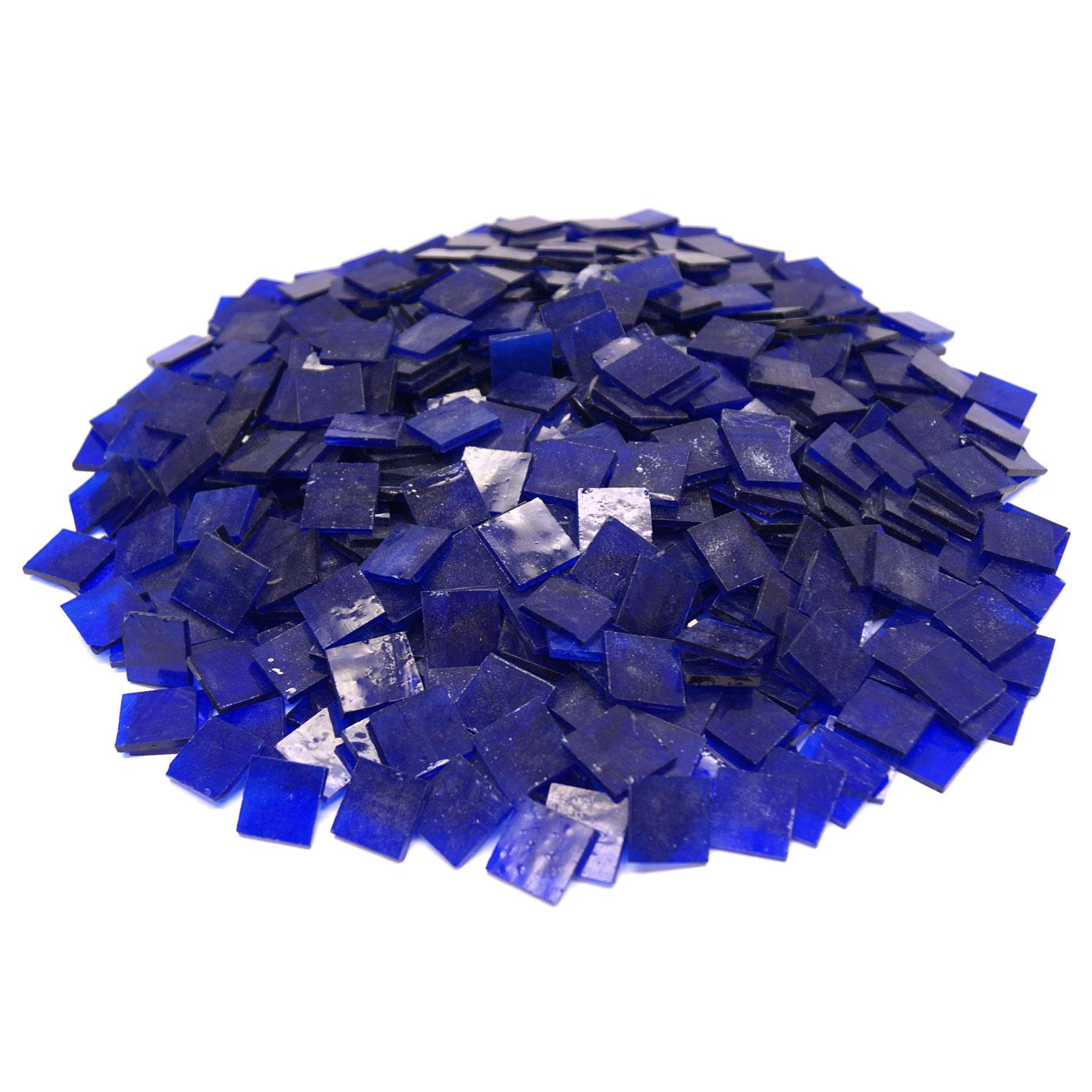 3/4" Blue Transparent Stained Glass Chips 4 Lb Delphi Glass