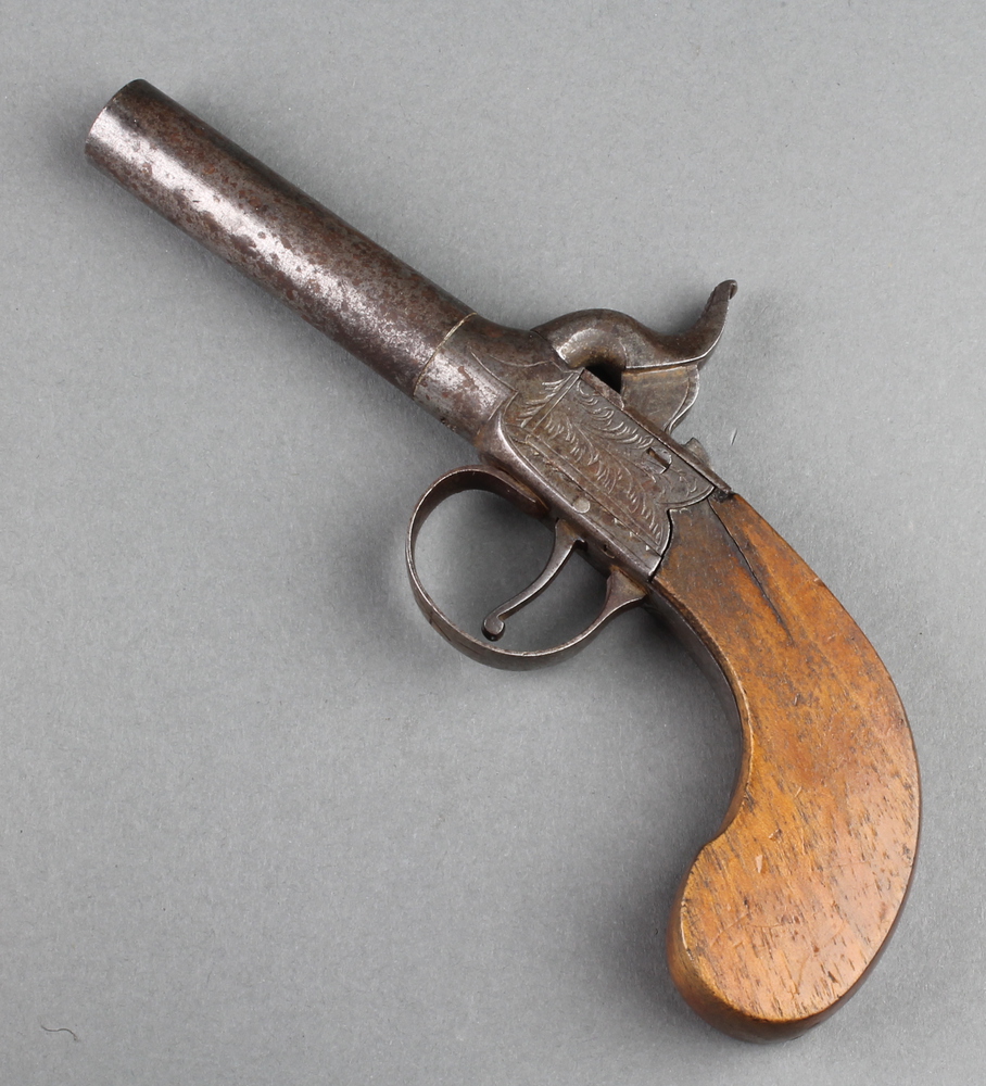 A 19th Century percussion pocket pistol with 4" barrel 23rd November