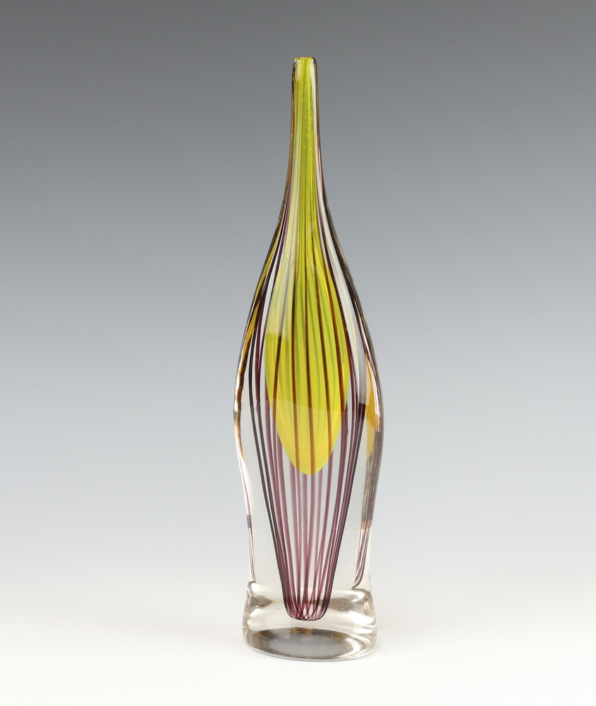 A midCentury Studio Glass tapered vase with yellow 15th June 2023